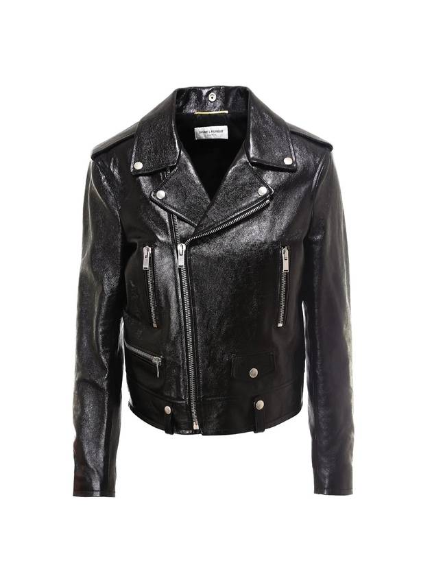 Luxury Saint Laurent Classic Leather Biker Jacket Black