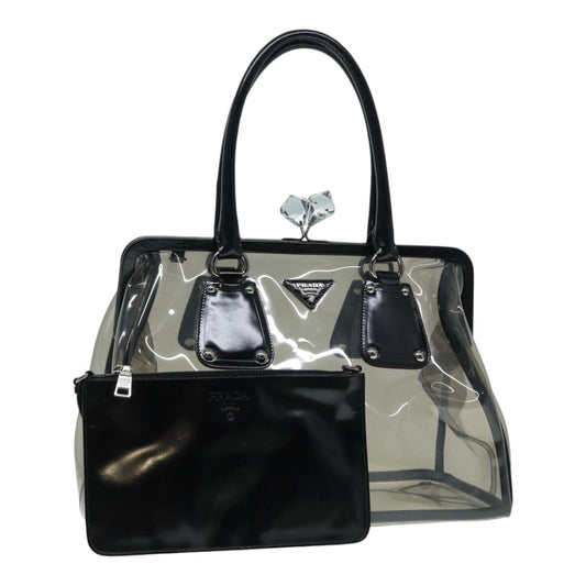 Luxury Prada Hand Bag Vinyl Clear Silver  85672A