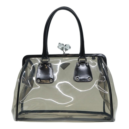 Luxury Prada Hand Bag Vinyl Clear Silver  85672A
