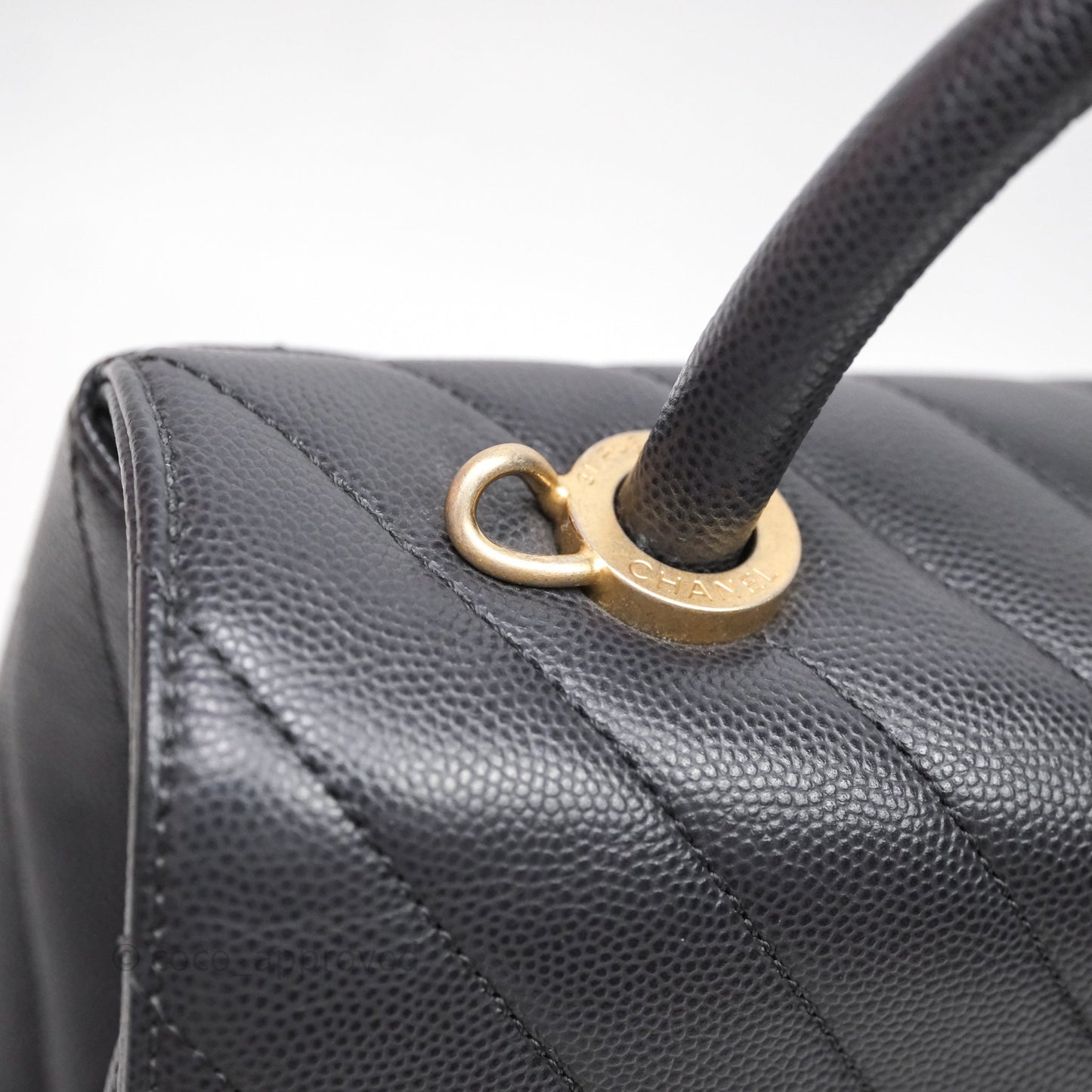 Chanel Medium Coco Handle Chevron Grey Bag Gold Hardware