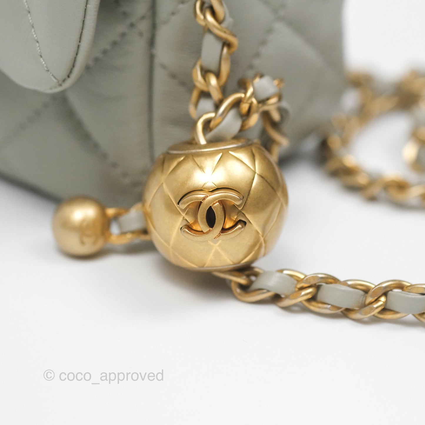 Chanel Mini Rectangular Pearl Crush Grey Lambskin Aged Gold Hardware