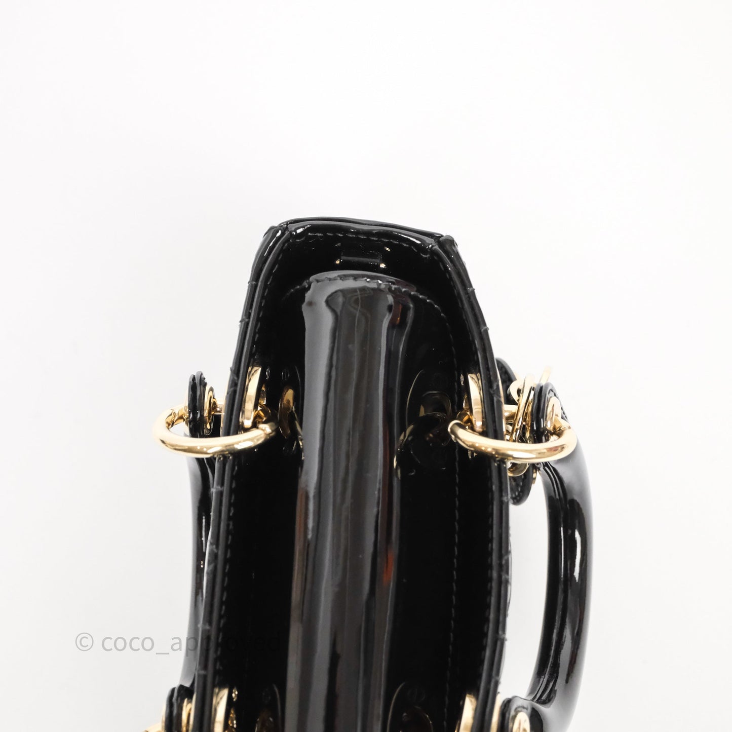 Christian Dior Micro Lady D-Joy Bag Black Patent Cannage Calfskin Gold Hardware