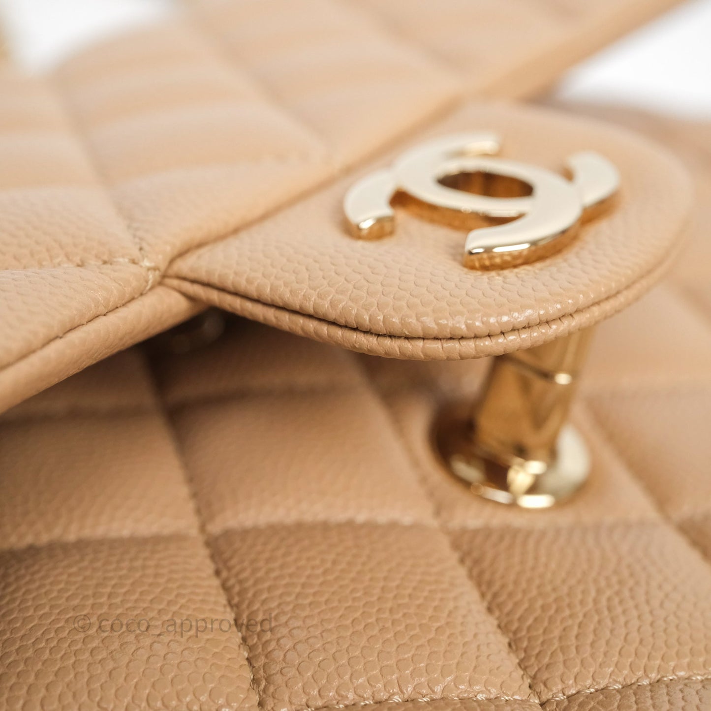 Chanel Classic M/L Medium Flap Quilted Dark Beige Caviar Gold Hardware
