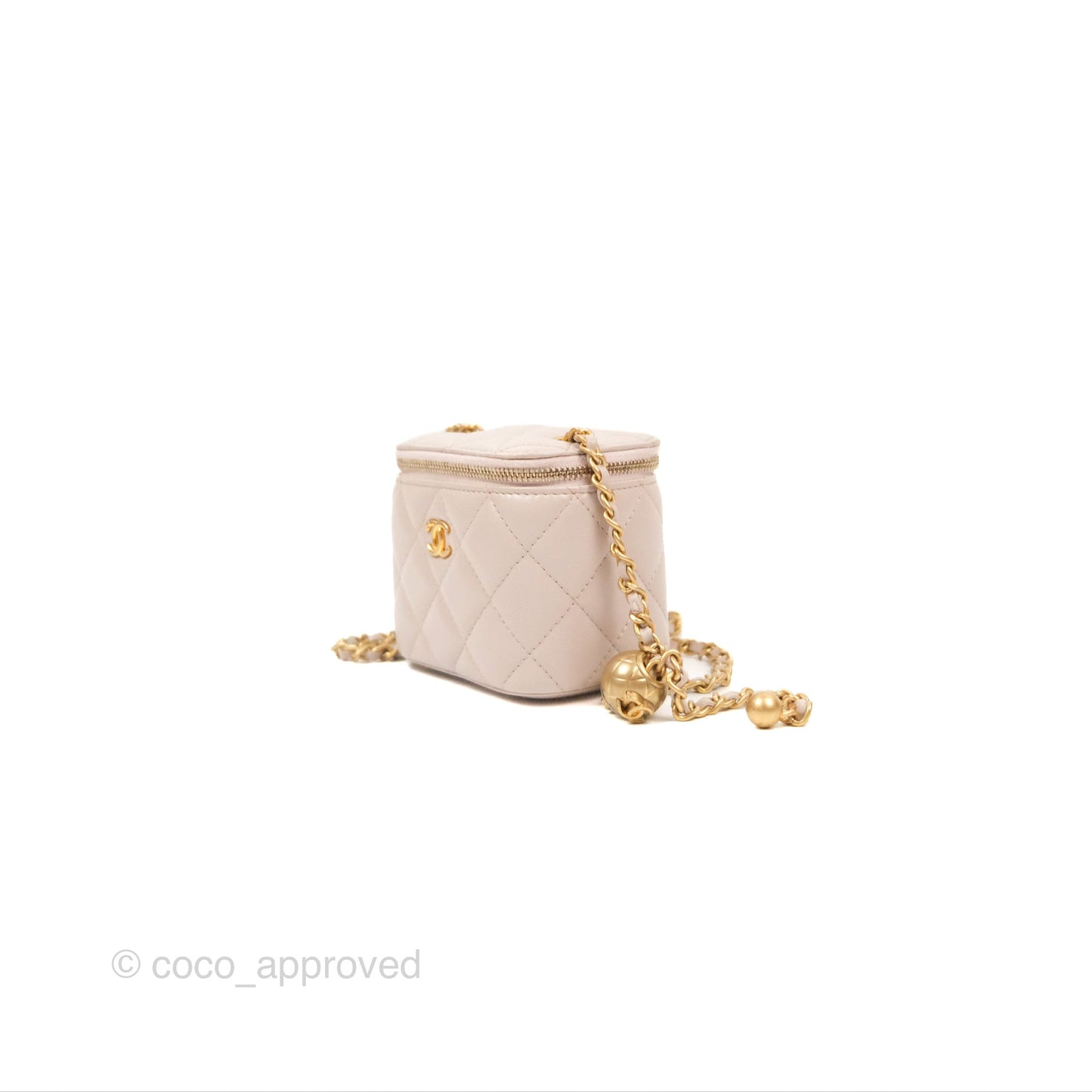 Chanel Classic Pearl Crush Mini Vanity With Chain Lilac Pink Lambskin Aged Gold Hardware