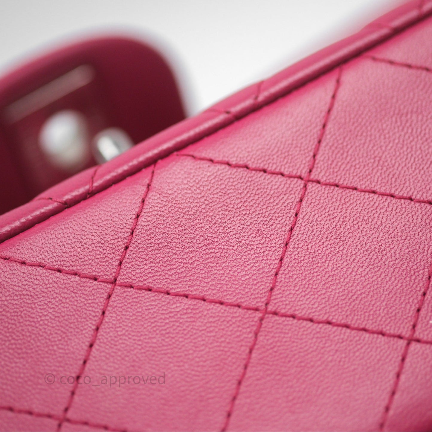 Chanel Quilted Mini Rectangular Flap Dark Pink Lambskin Silver Hardware