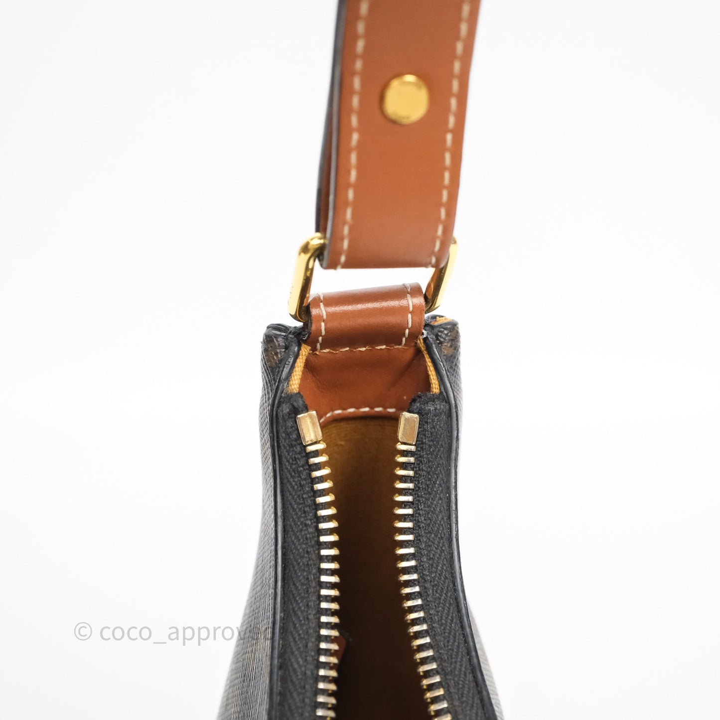 Celine Medium Ava Bag In Triomphe Canvas Calfskin Tan