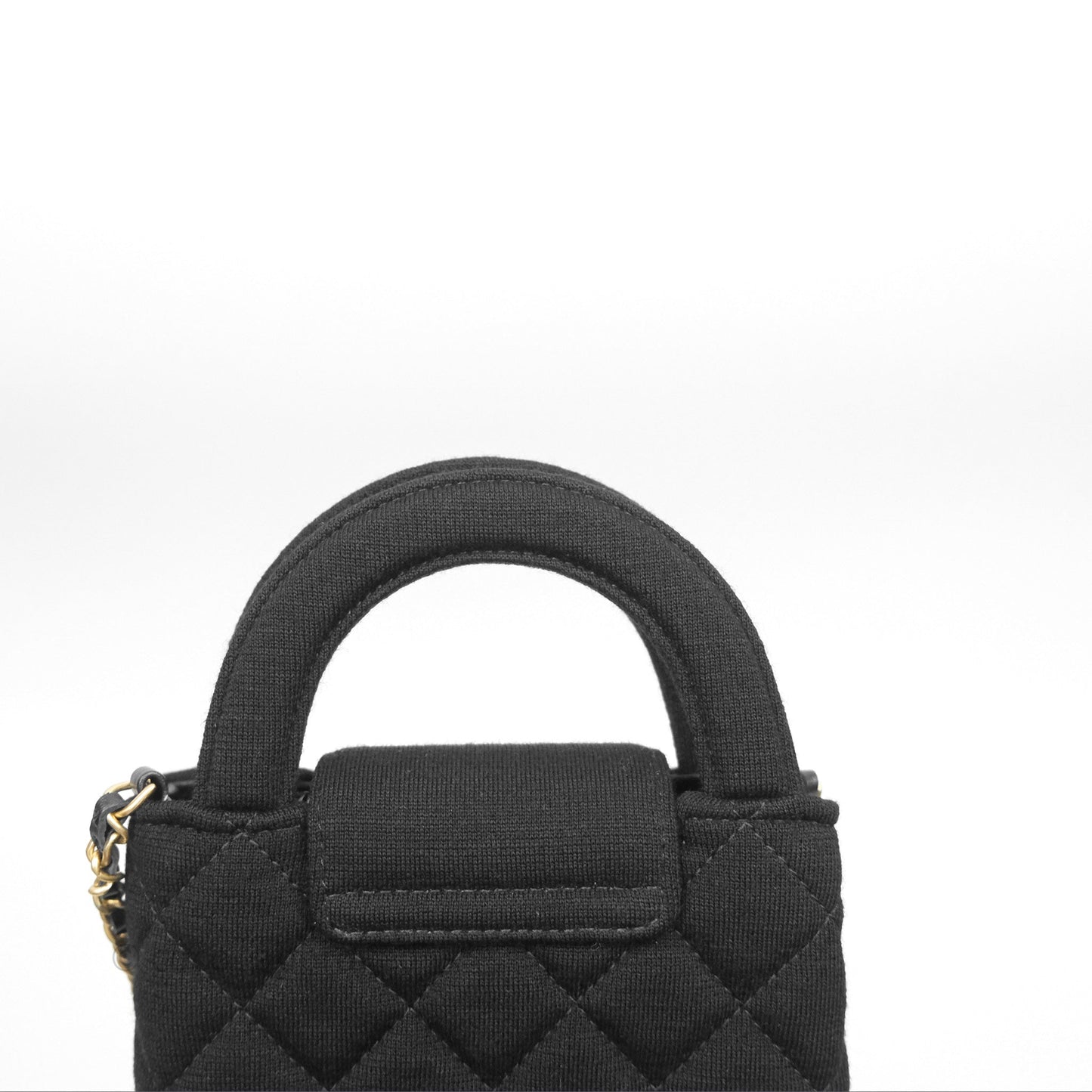Chanel Mini Nano Kelly Bag Black Jersey Aged Gold Hardware 23K