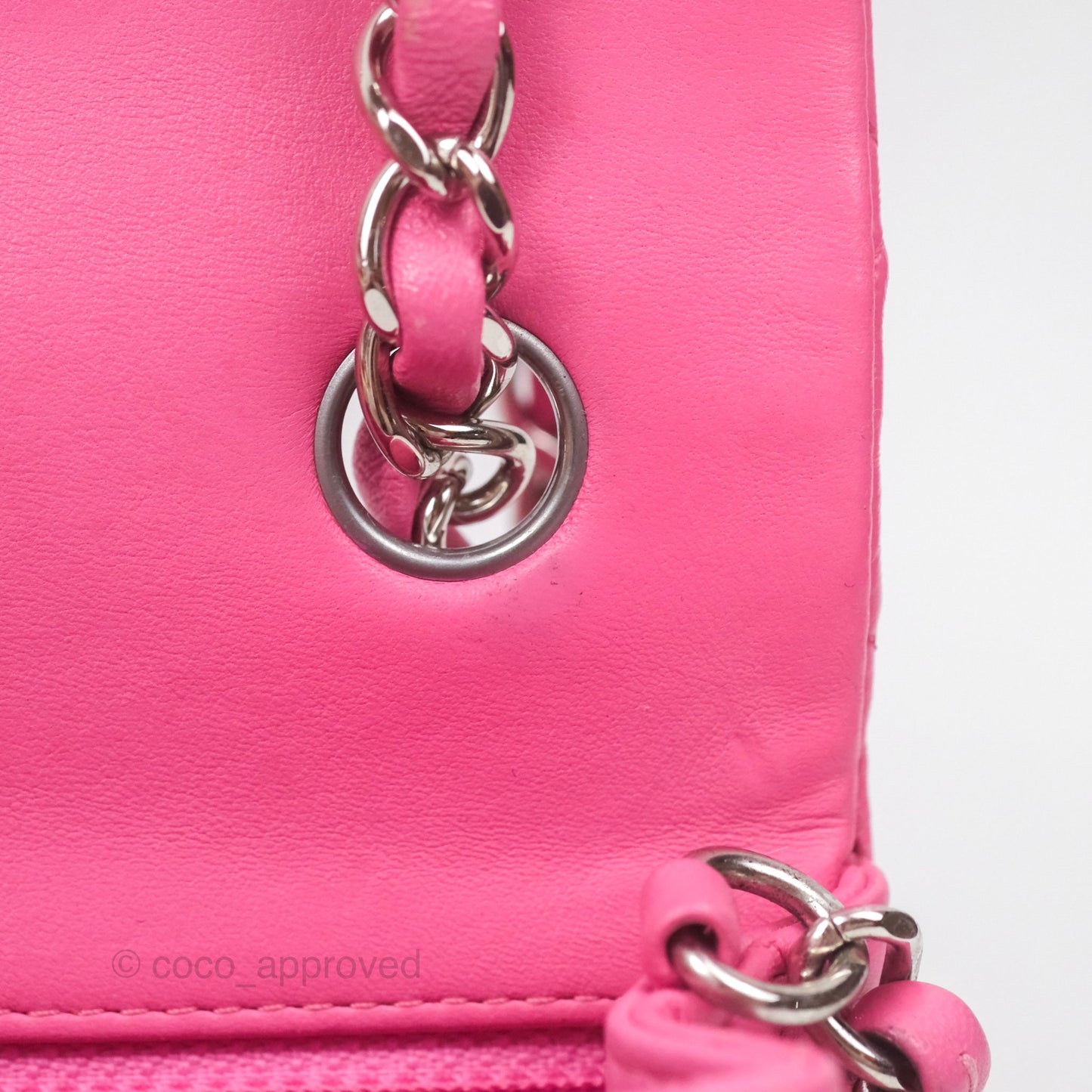 Chanel Quilted Mini Rectangular Flap Pink Lambskin Silver Hardware