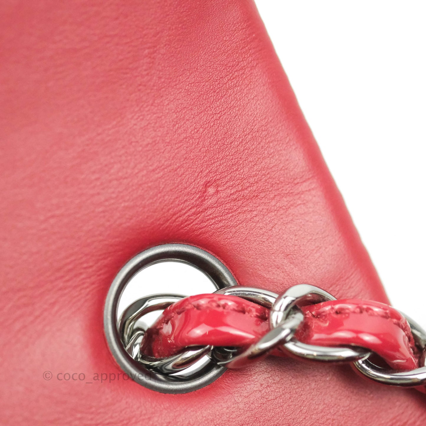Chanel Quilted Mini Rectangular Flap Red Patent Gun Metal
