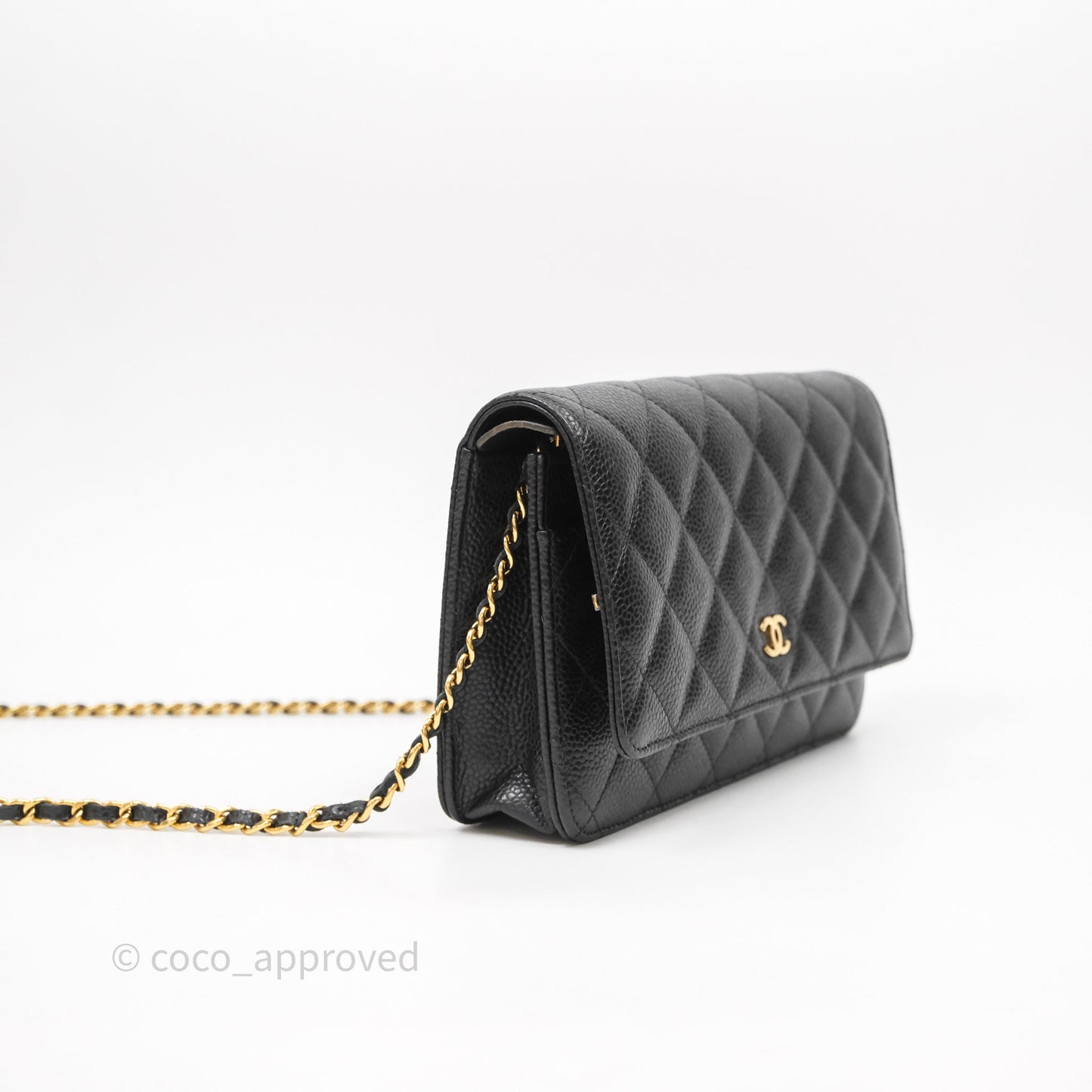 Chanel Classic Wallet On Chain WOC Quilted Black Caviar Gold Hardware