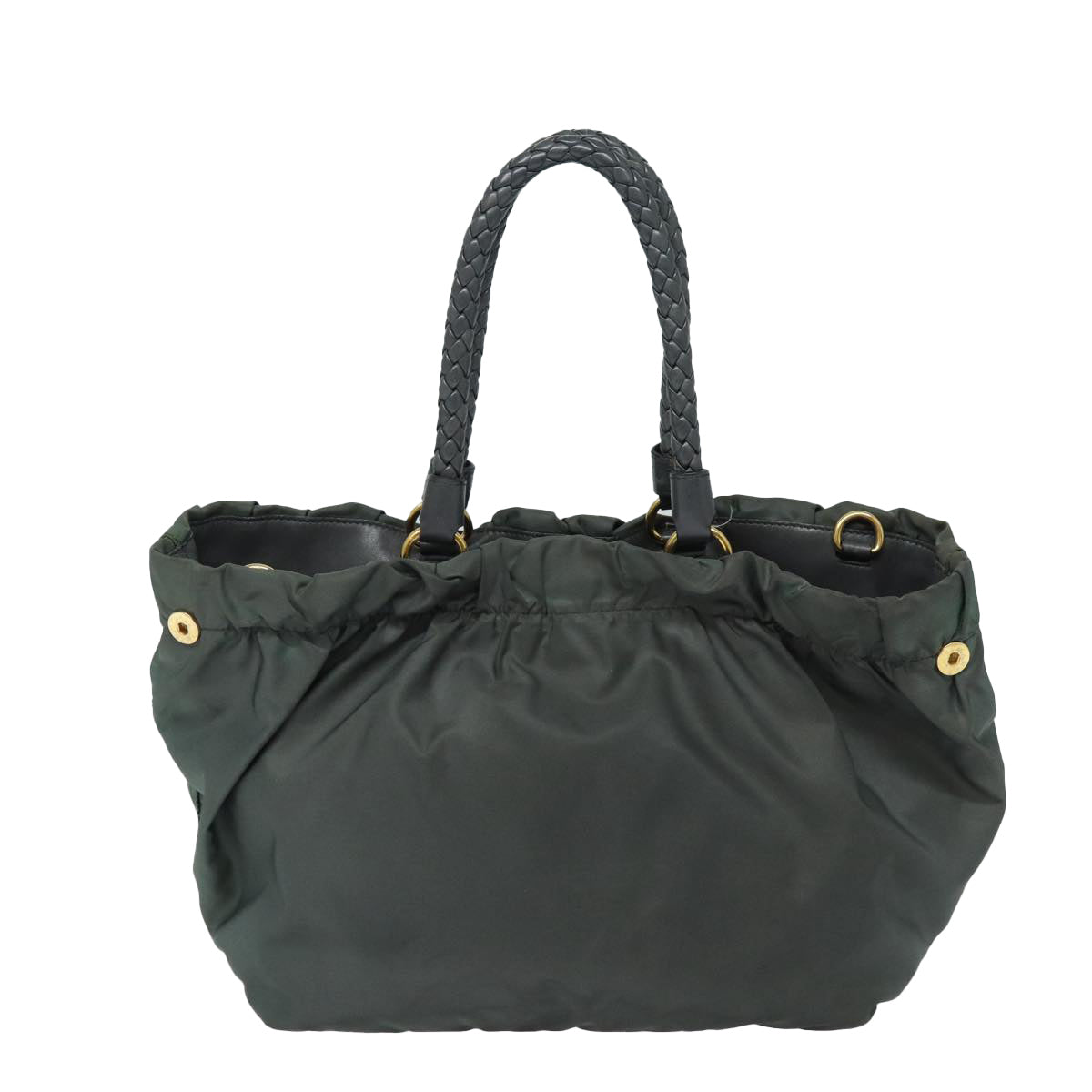 Luxury Prada Hand Bag Nylon 2way Khaki Gold  85700