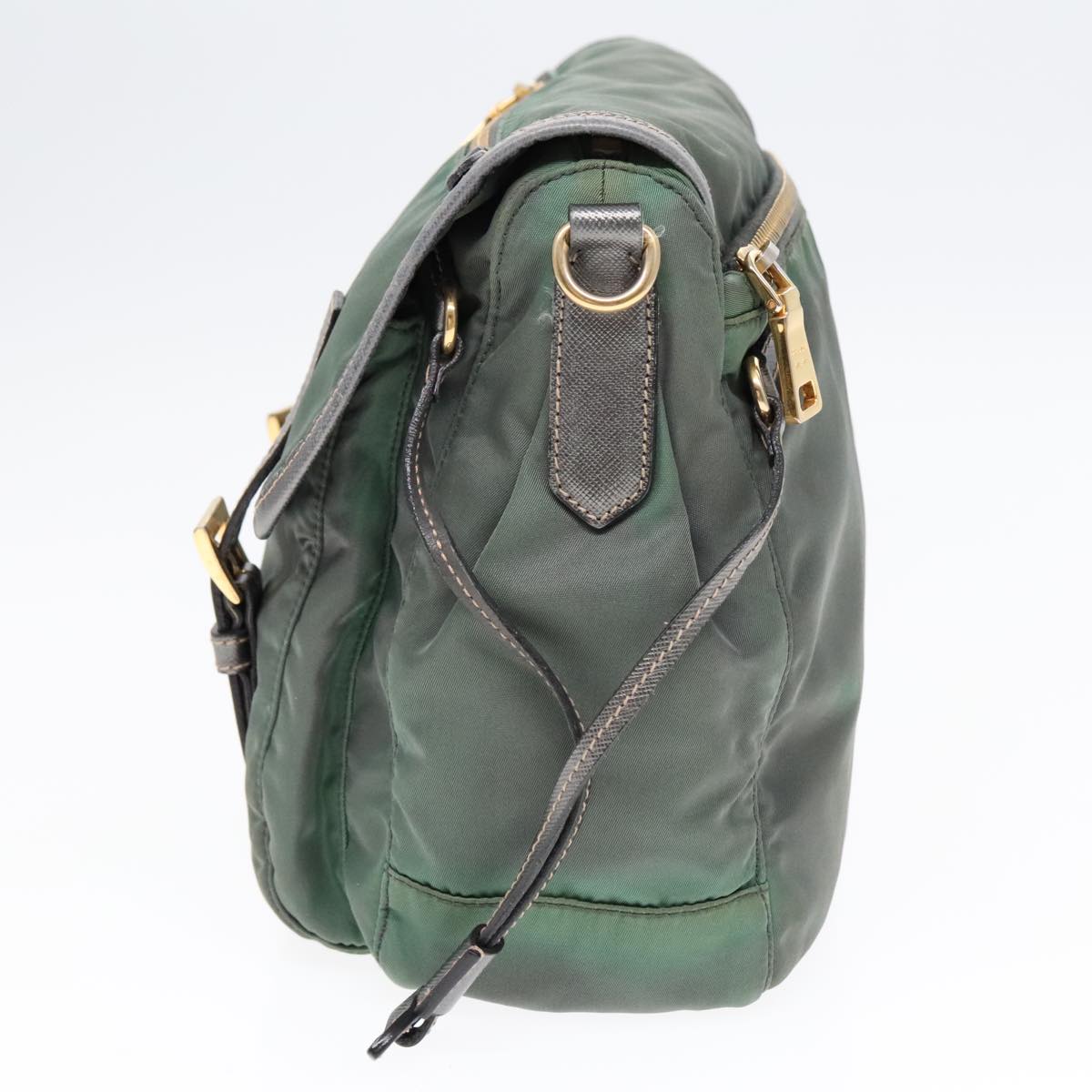 Luxury Prada Shoulder Bag Nylon Green Gold  85711