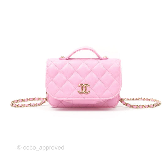 Chanel Business Affinity Clutch With Chain Pink Caviar Gold Hardware