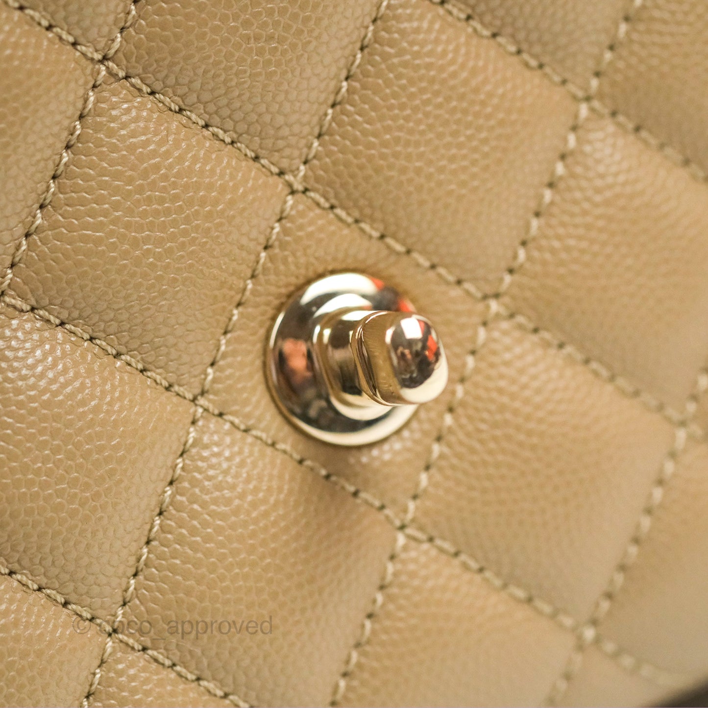 Chanel Mini Coco Handle Quilted Dark Beige Caviar Gold Hardware