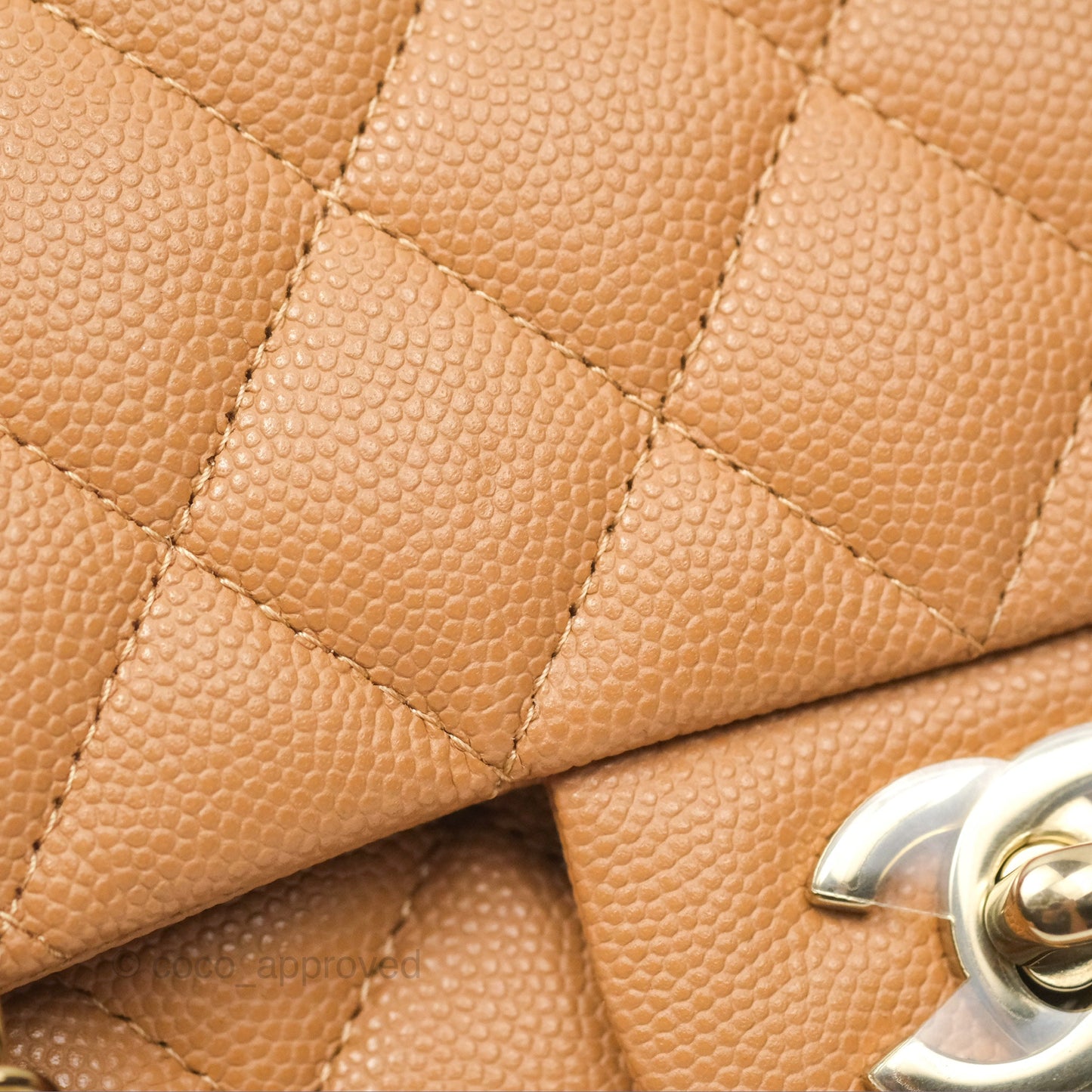 Chanel Classic M/L Medium Flap Quilted Beige Caviar Gold Hardware 23P