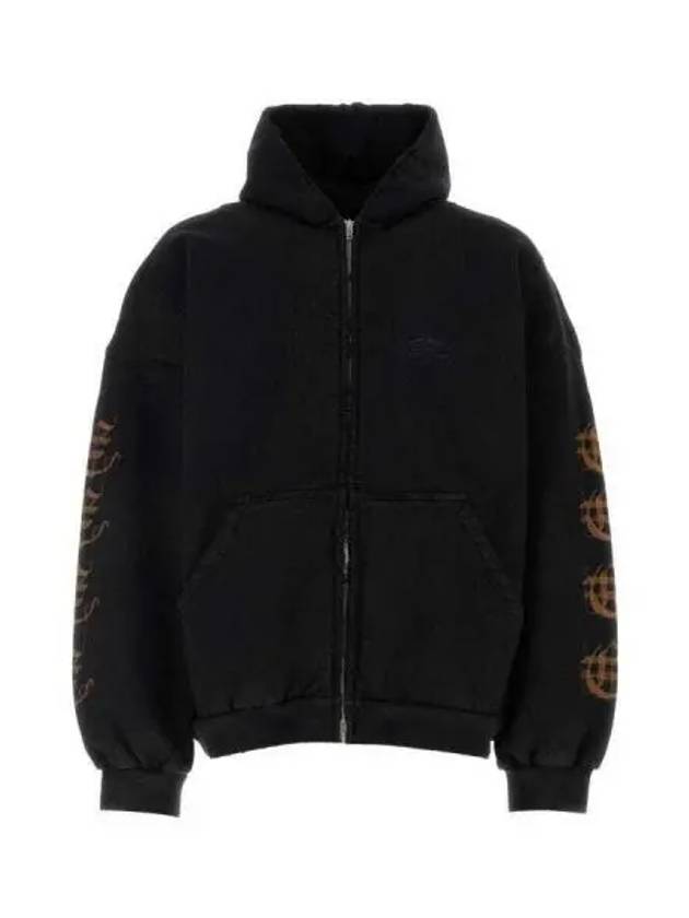 Luxury Balenciaga Heavy Metal Oversized Zip-Up Hoodie Black
