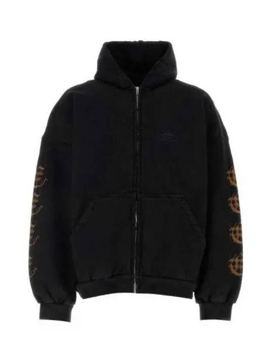 Luxury Balenciaga Heavy Metal Oversized Zip-Up Hoodie Black