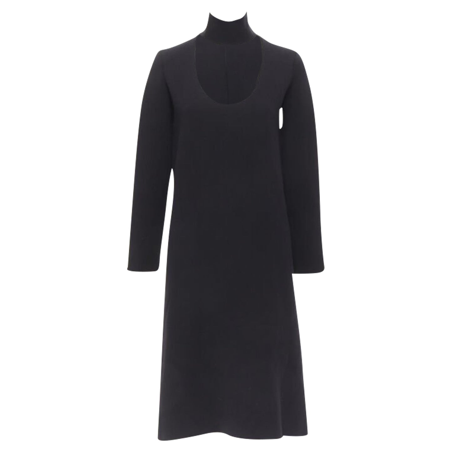 Luxury Bottega Veneta thick wool blend cut out collar dress