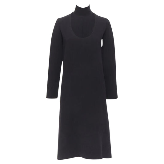 Luxury Bottega Veneta thick wool blend cut out collar dress