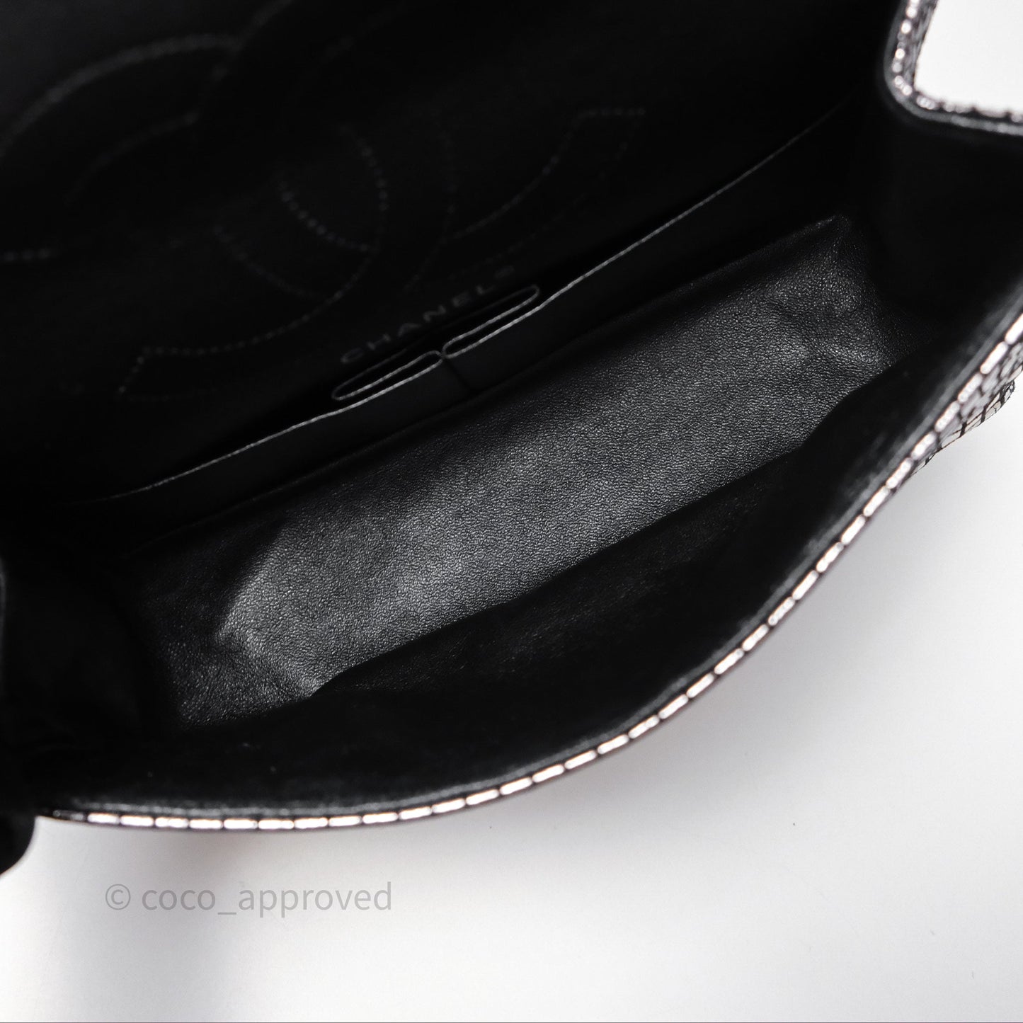 Chanel Mirror Reissue 2.55 Quilted Silver Suede Calfskin Gun Metal Hardware