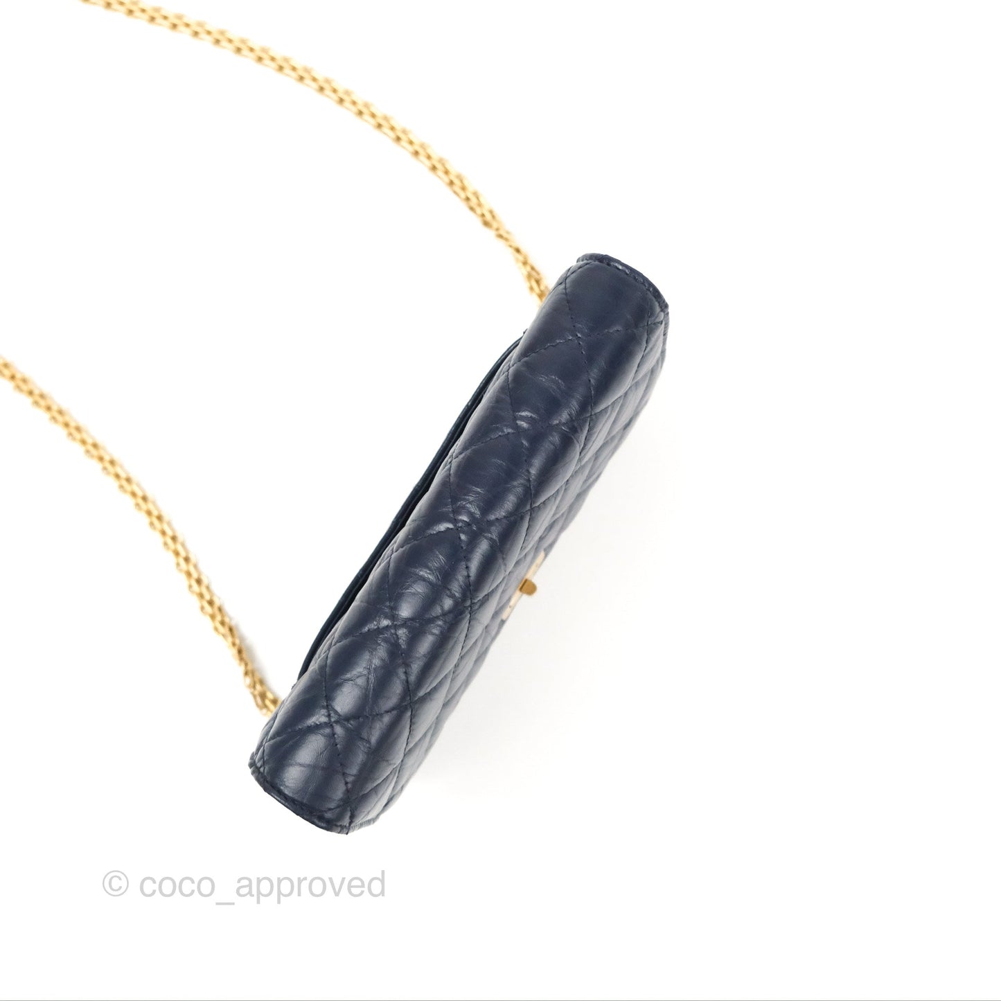 Chanel Quilted Reissue Wallet On Chain WOC Navy Aged Calfskin Gold Hardware