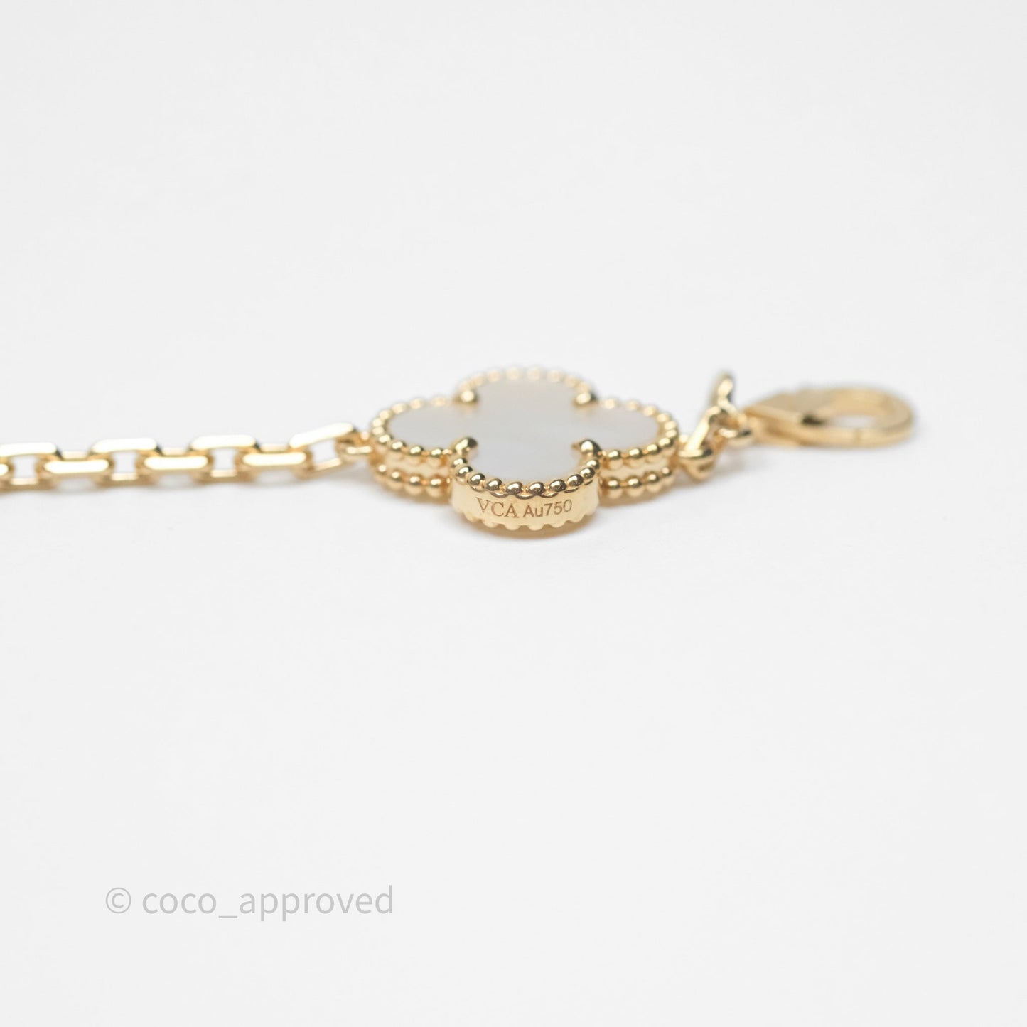 Van Cleef & Arpels Vintage Alhambra 5 Motifs White Mother-of-pearl Yellow Gold Bracelet