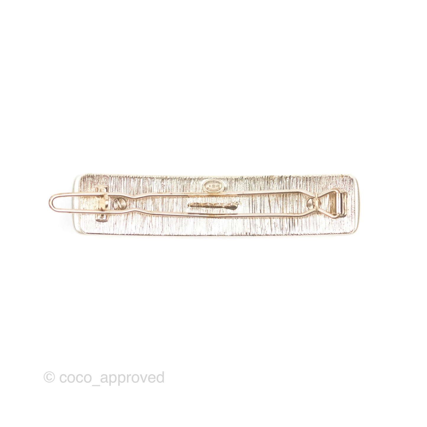 Chanel Crystal CC Pearl Hair Clip Gold Tone 21B
