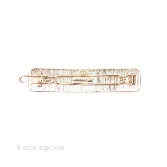 Chanel Crystal CC Pearl Hair Clip Gold Tone 21B