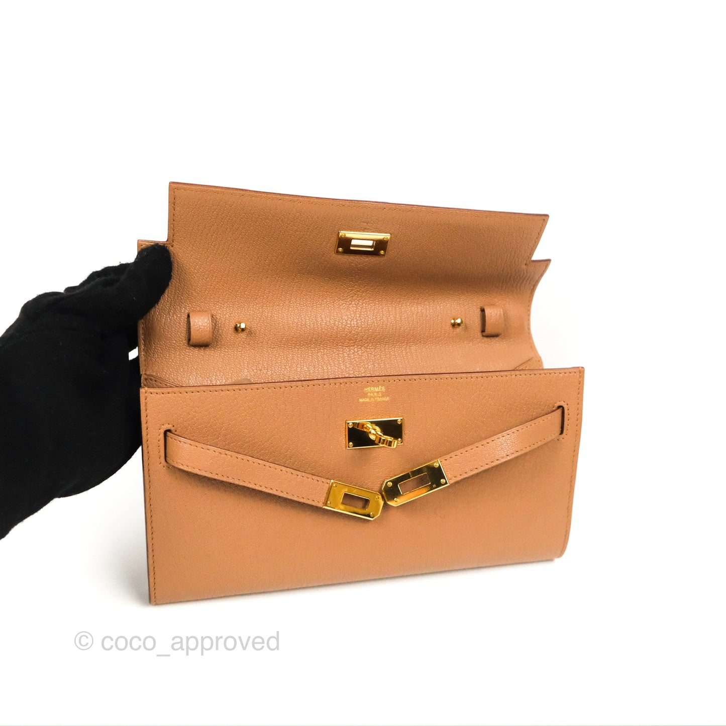 Hermès Kelly To Go Wallet Quebracho Chevre Mysore Gold Hardware