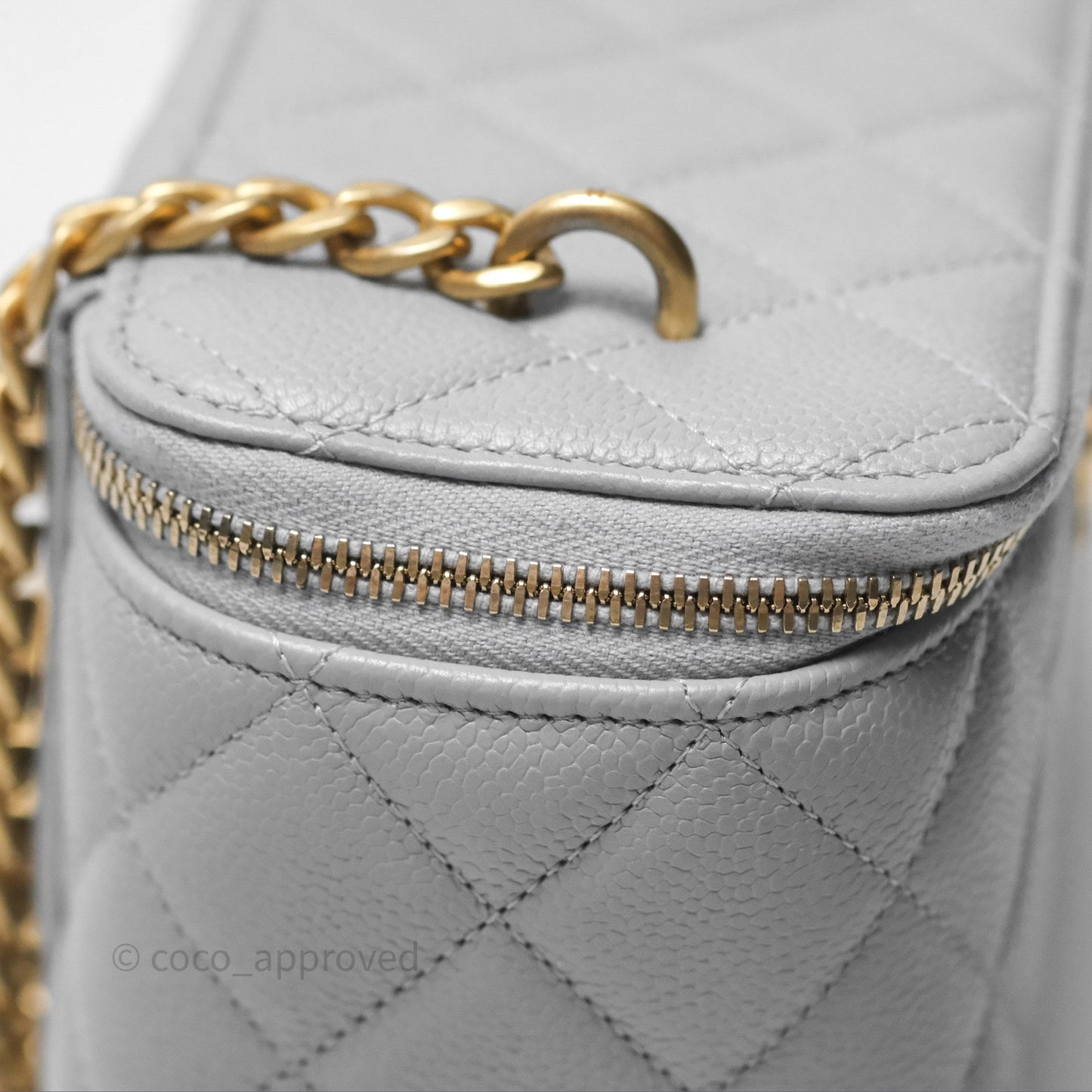 Chanel Vanity with Heart Adjustable Chain Grey Caviar Aged Gold Hardware