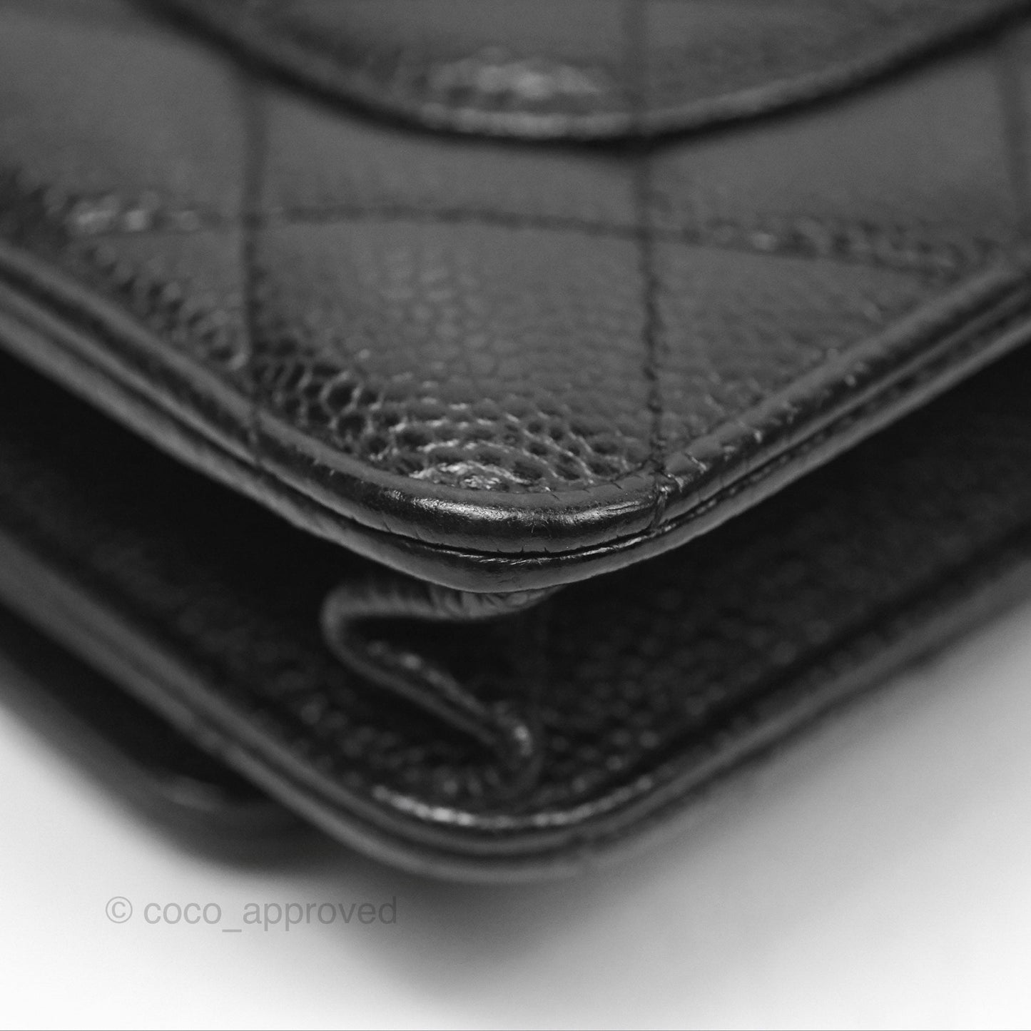 Chanel Classic Quilted Wallet On Chain WOC Black Caviar Gold Hardware