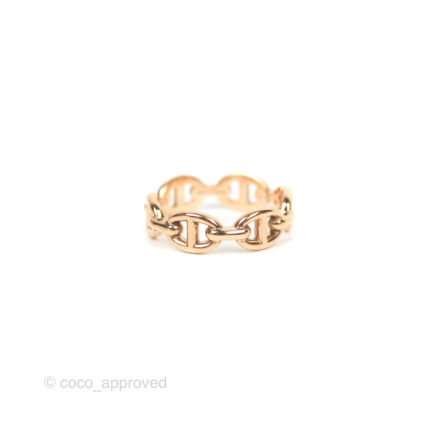 Hermès Chaine d'Ancre Enchainee Band Ring PM Rose Gold Size 52