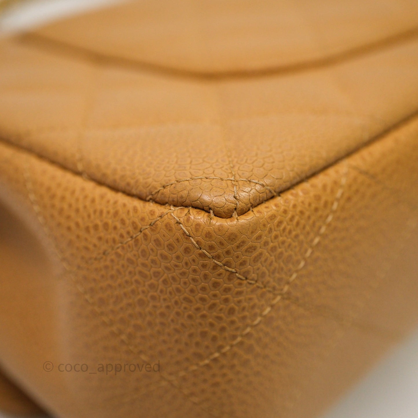 Chanel Vintage Medium Classic Flap Beige Caviar 24K Gold Hardware