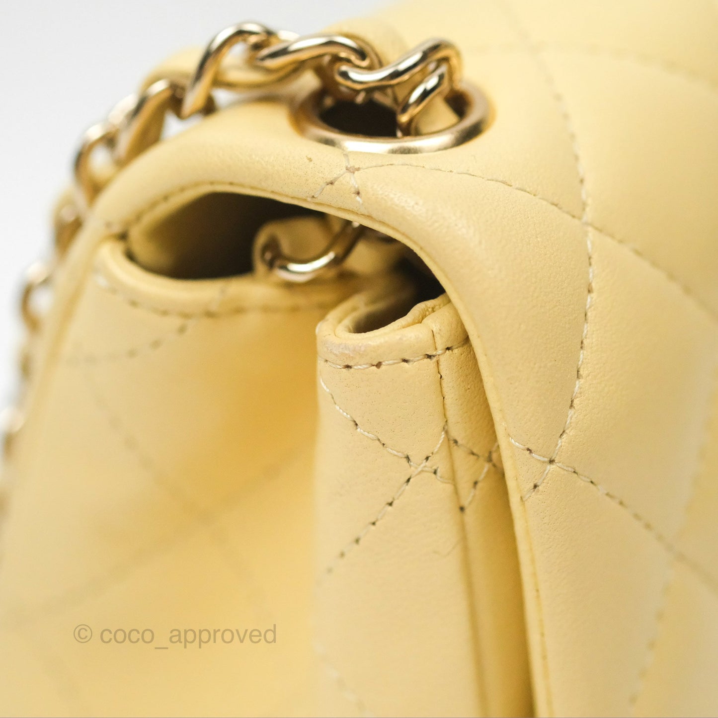 Chanel Mini Square Quilted Yellow Lambskin Gold Hardware