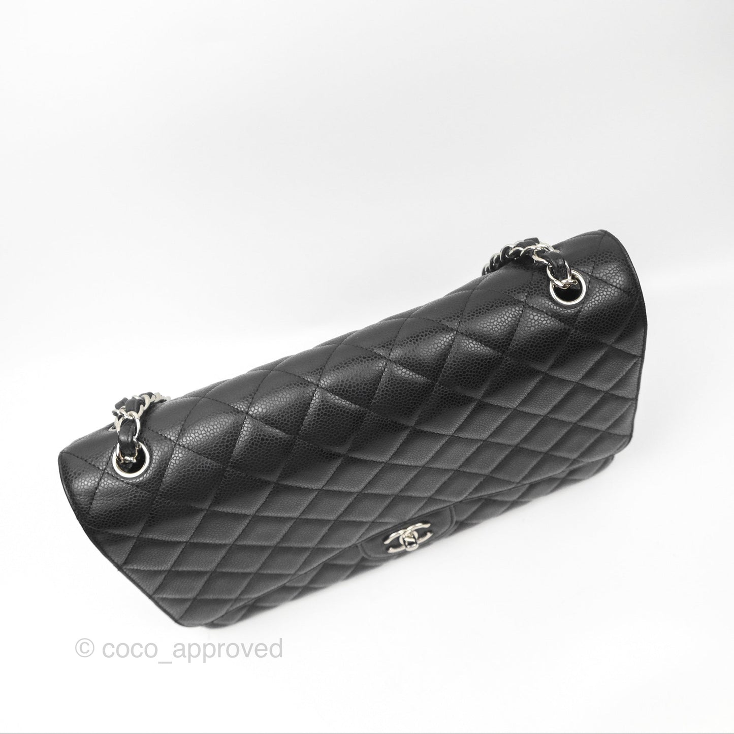 Chanel Quilted Maxi Single Flap Black Caviar Silver Hardware
