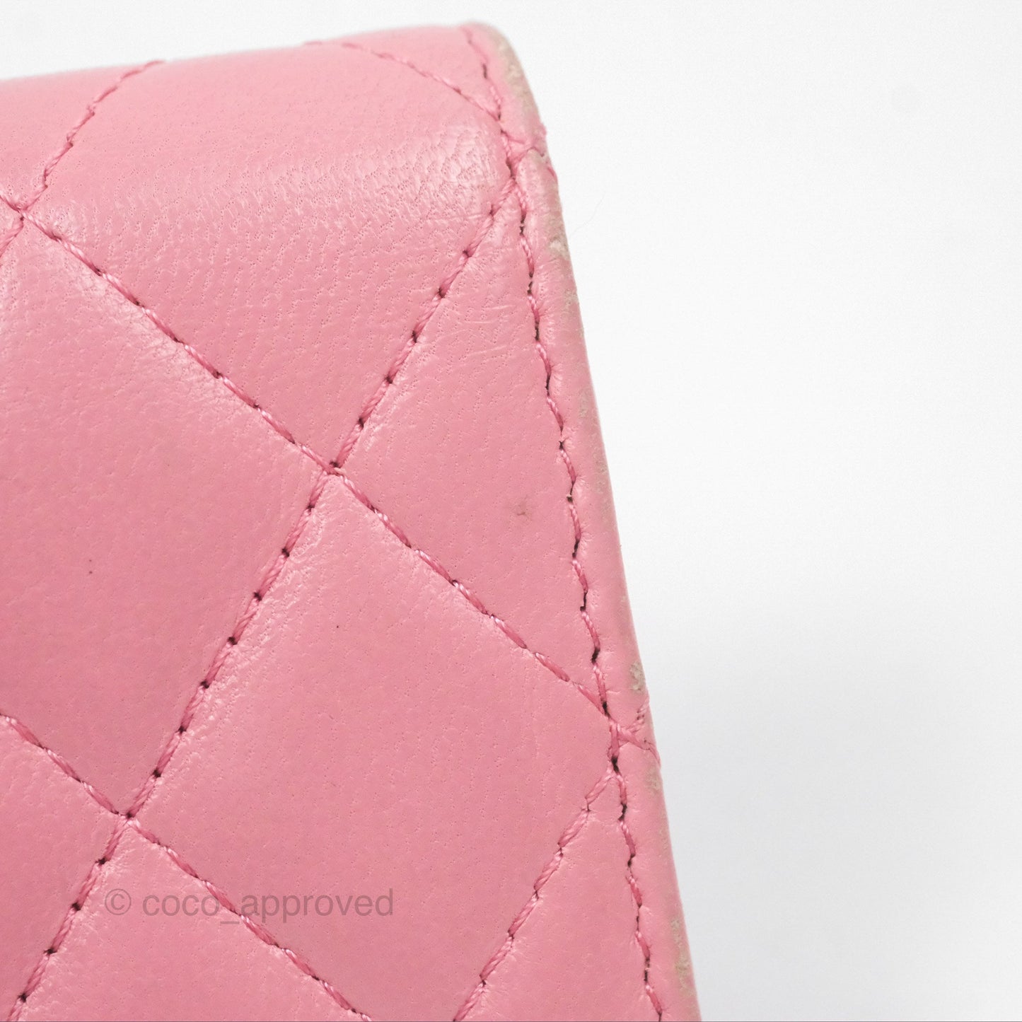 Chanel Quilted Flap Card Holder Pink Lambskin Silver Hardware