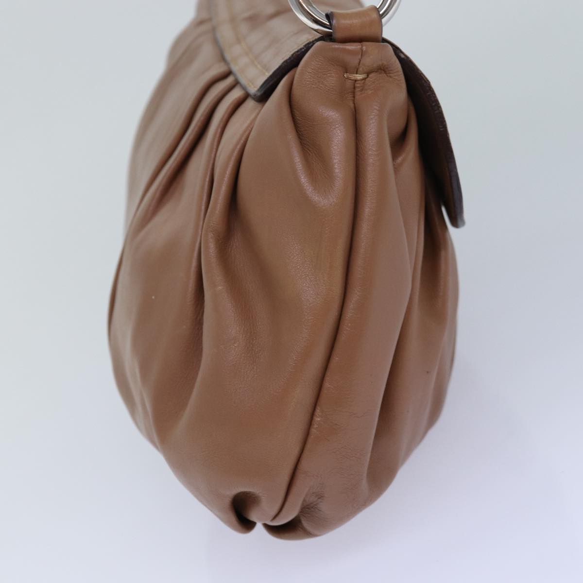 Luxury Prada Shoulder Bag Leather Brown Silver  85872