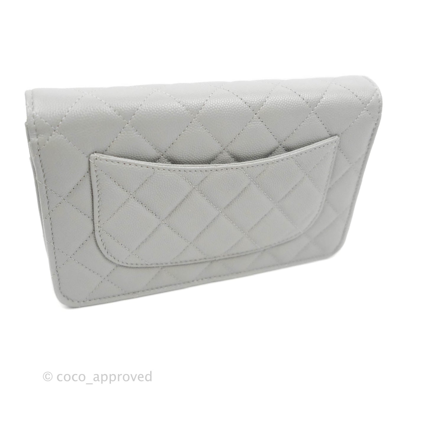 Chanel Classic Quilted Wallet on Chain WOC Grey Caviar Gold Hardware 21A