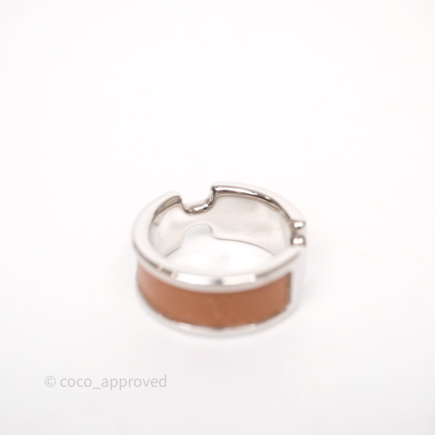 Hermès Olympe Ring Medium Model Gold 37 Epsom Silver Hardware