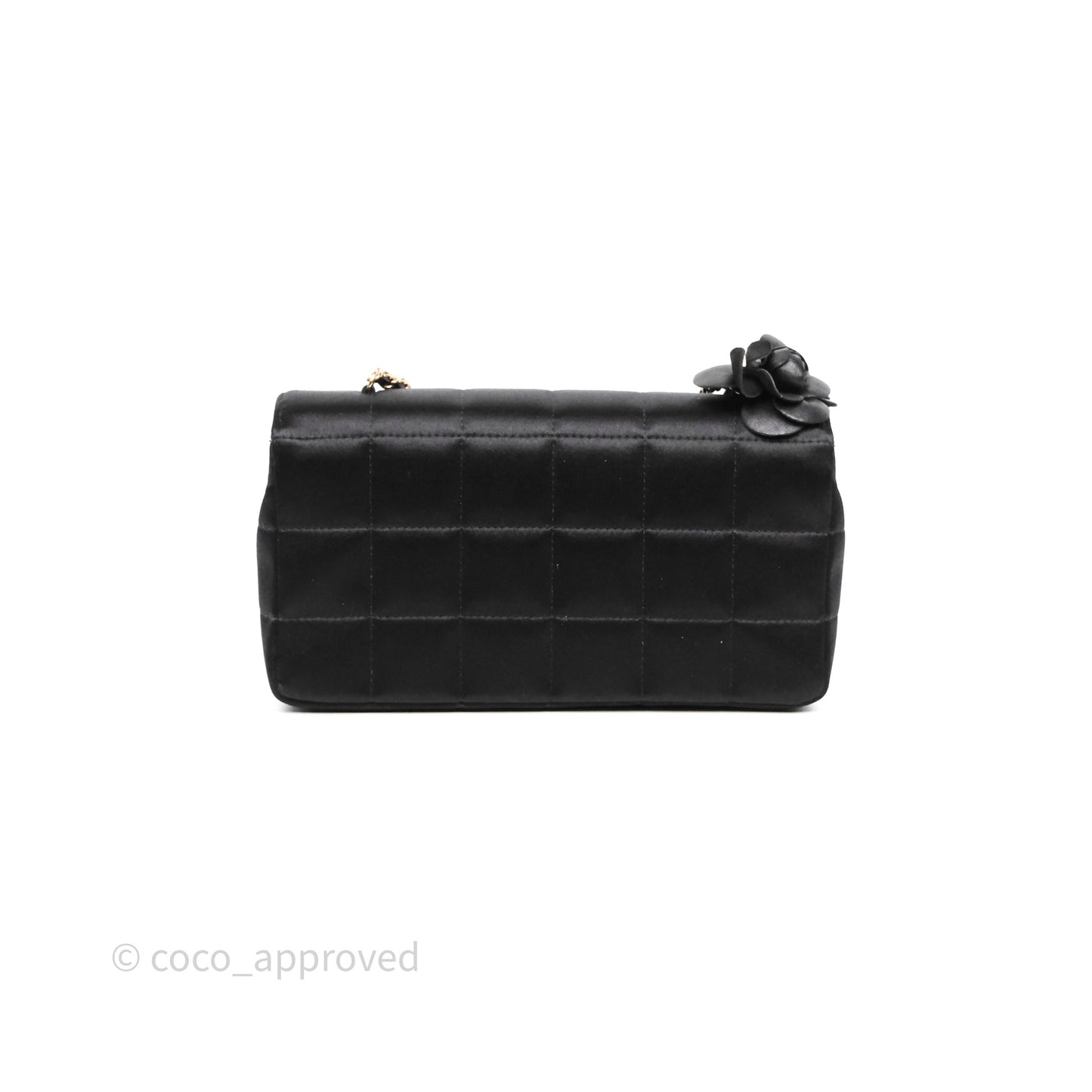Chanel Vintage Mini Chocolate Bar Camellia Flap Black Velvet Gold Hardware