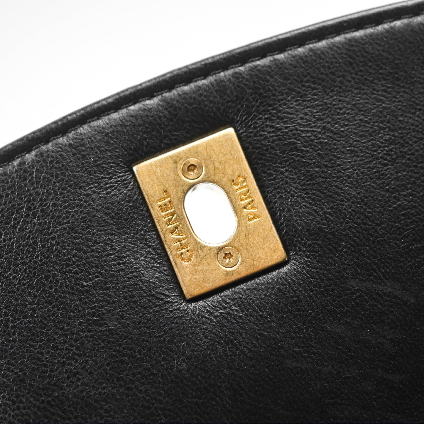 Chanel Mini Wrapped Handle Flap Bag Black Crumpled Lambskin Aged Gold Hardware 21S
