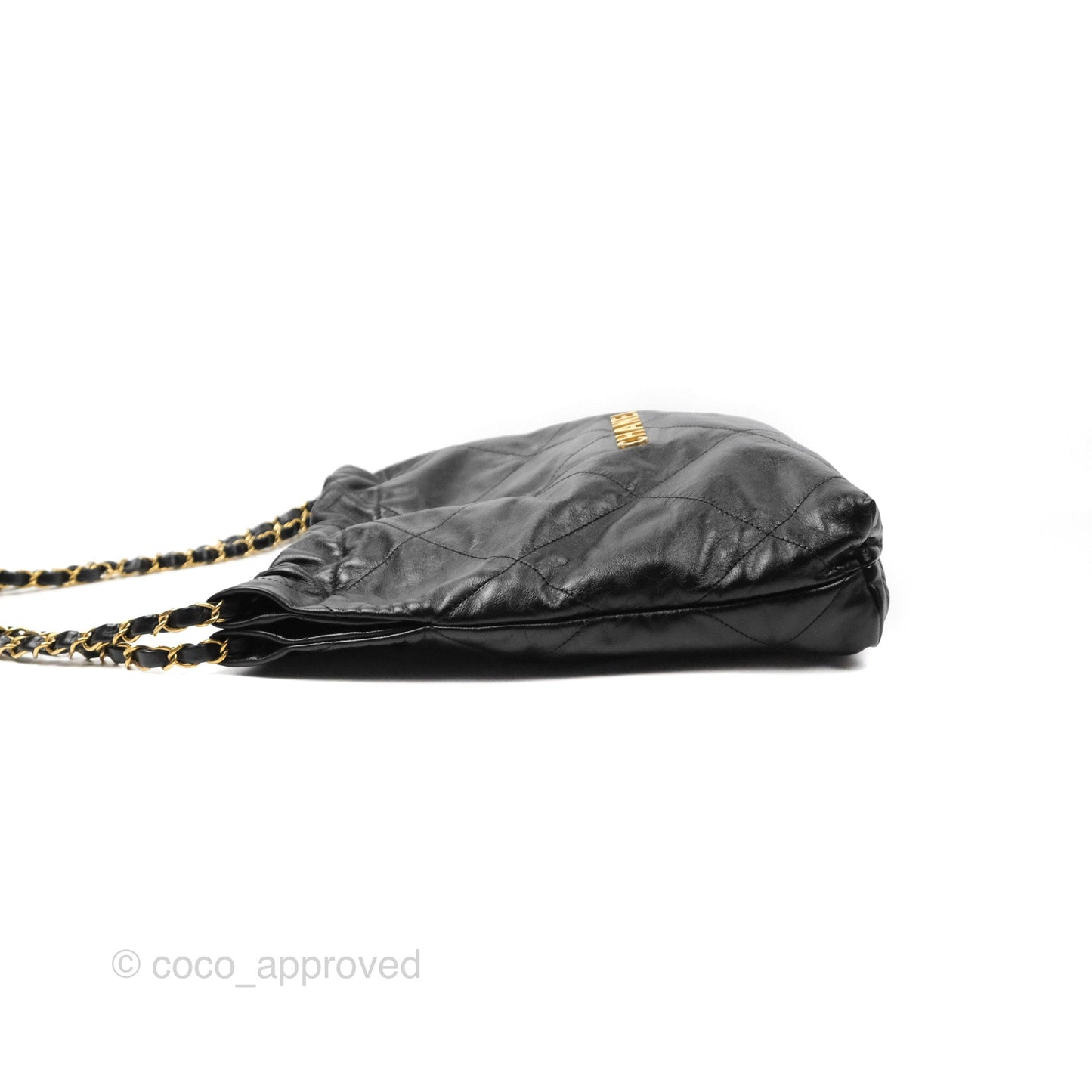 Chanel 22 Small Black Aged Calfskin Aged Gold Hardware