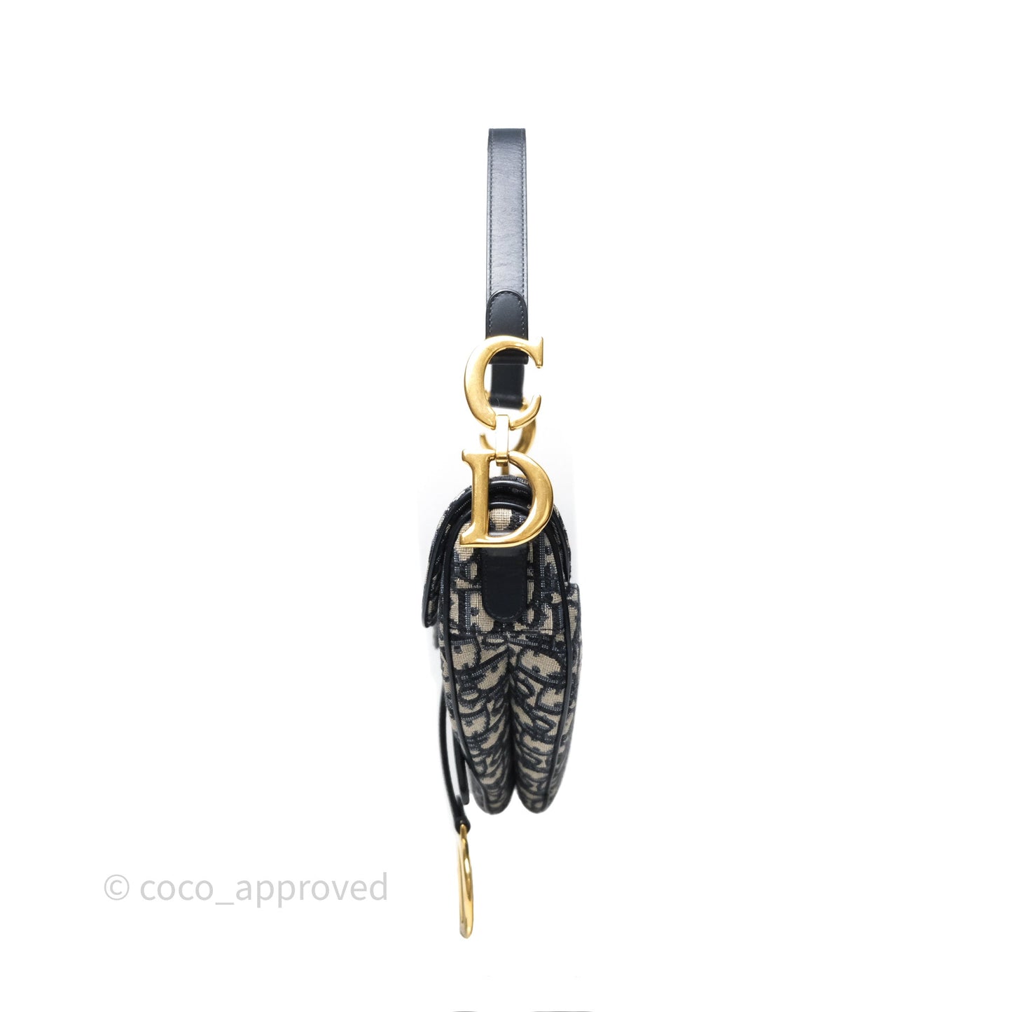 Christian Dior Saddle Bag Blue Oblique Jacquard Gold Hardware