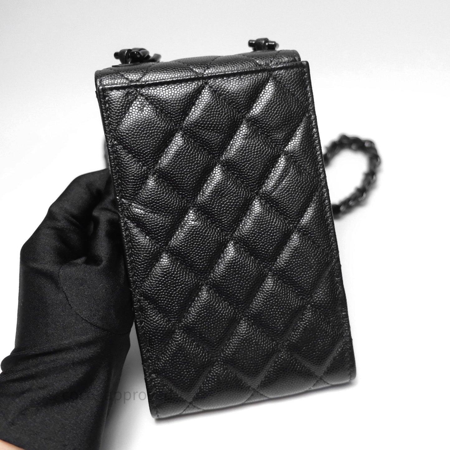 Chanel Incognito Phone Holder So Black Caviar Black Hardware