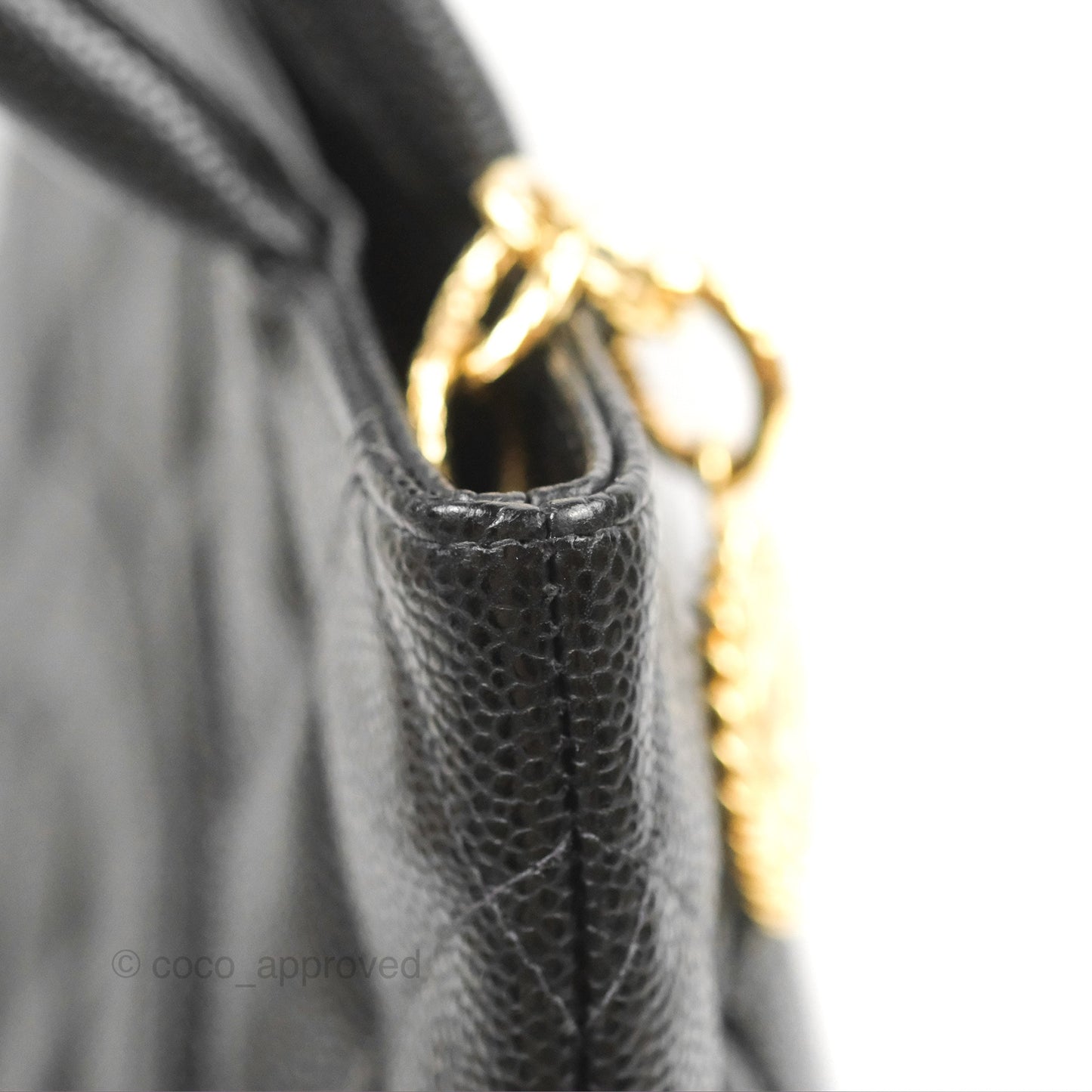 Chanel Vintage Medallion CC Black Caviar Tote Bag Gold Hardware