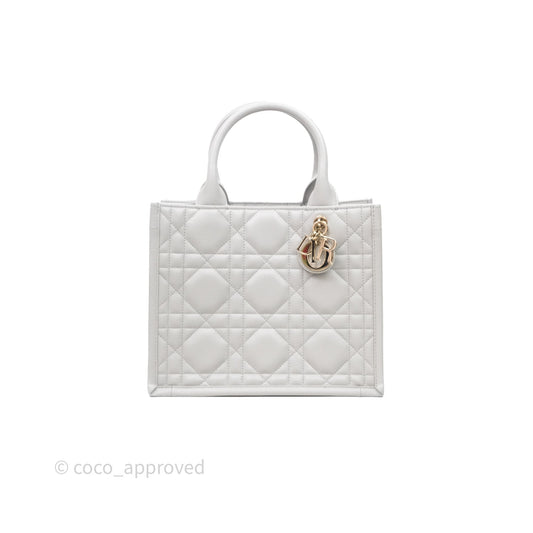 Christian Dior Small Dior Book Tote Cloud Gray Macrocannage Calfskin