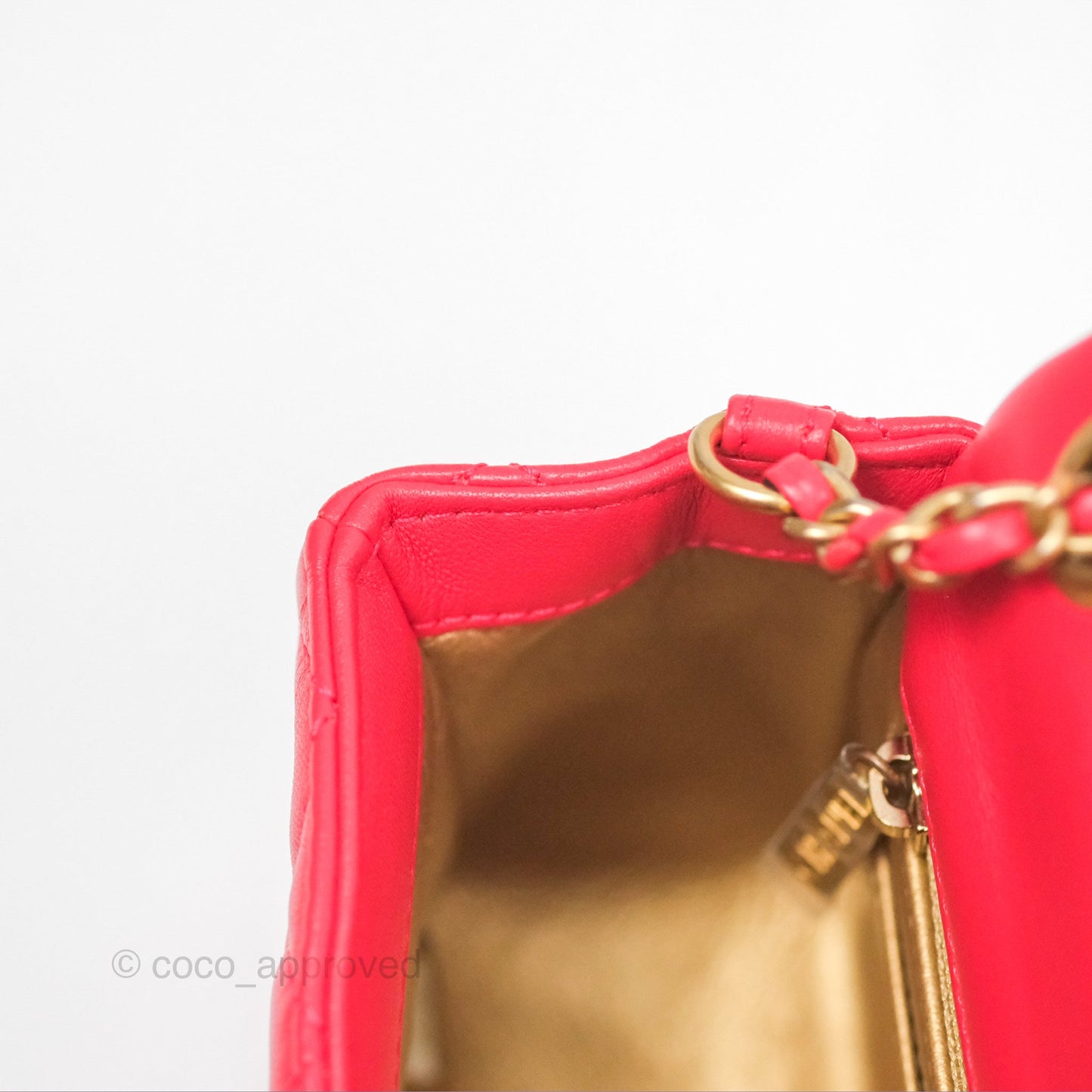 Chanel Mini Rectangular Pearl Crush Chilli Red Lambskin Aged Gold Hardware