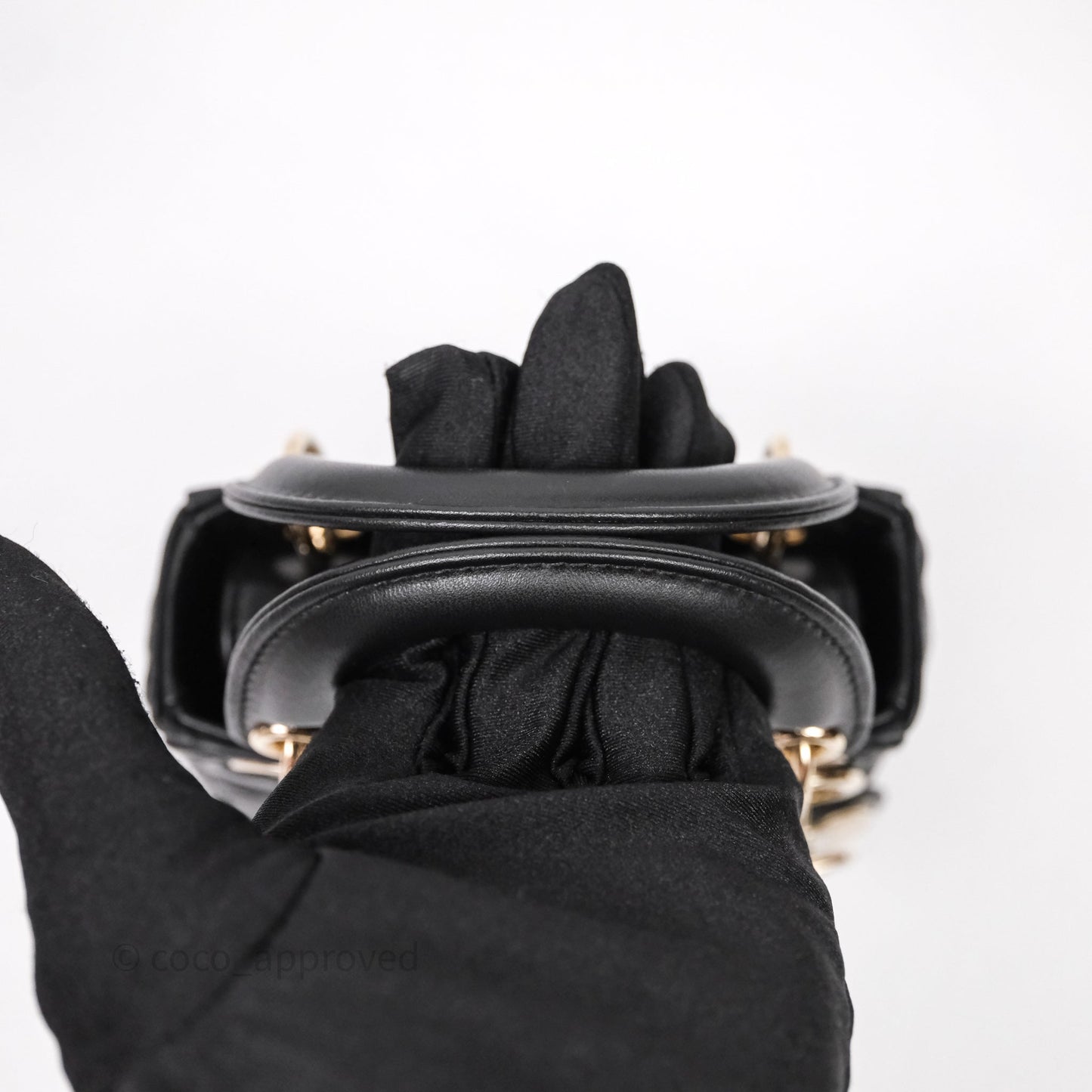 Dior Mirco Lady Dior Black Cannage Calfskin with Diamond Motif Gold Hardware