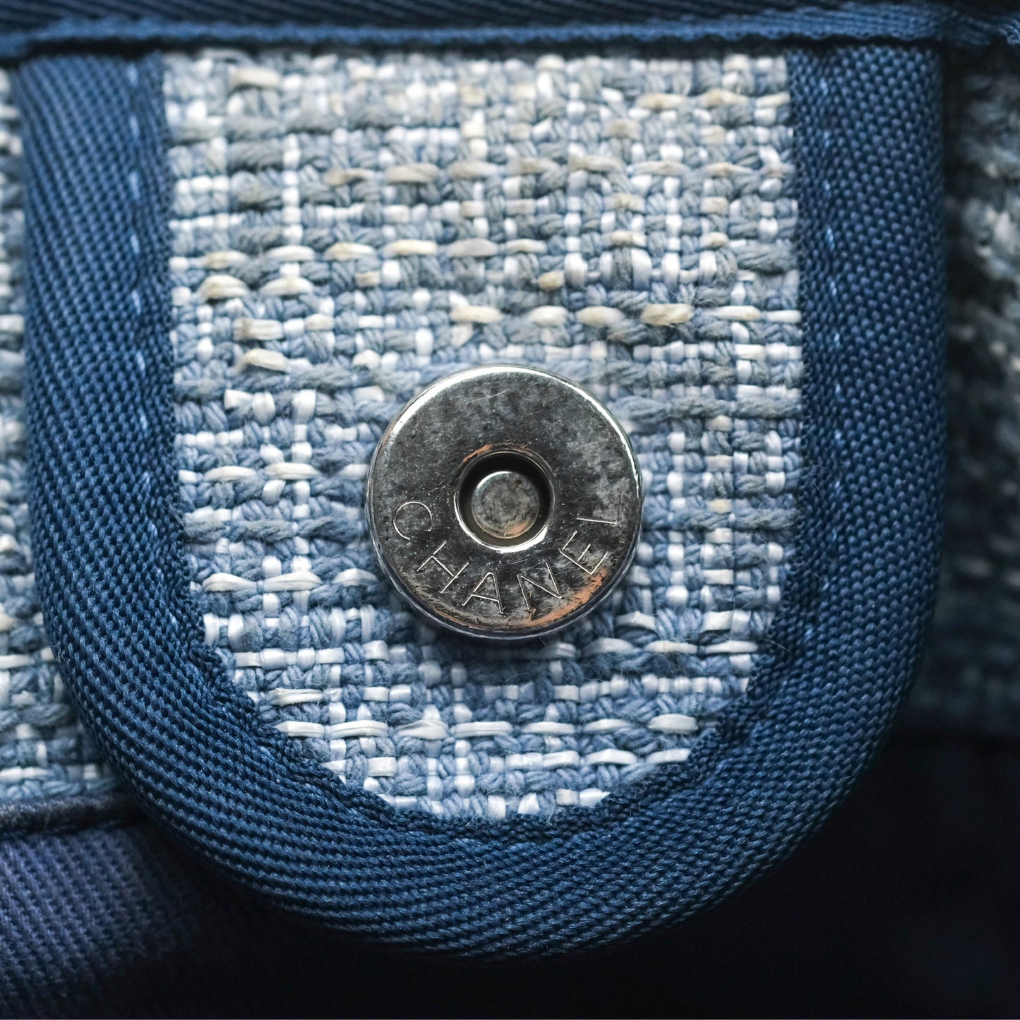 Chanel Medium Deauville Tote Blue Canvas
