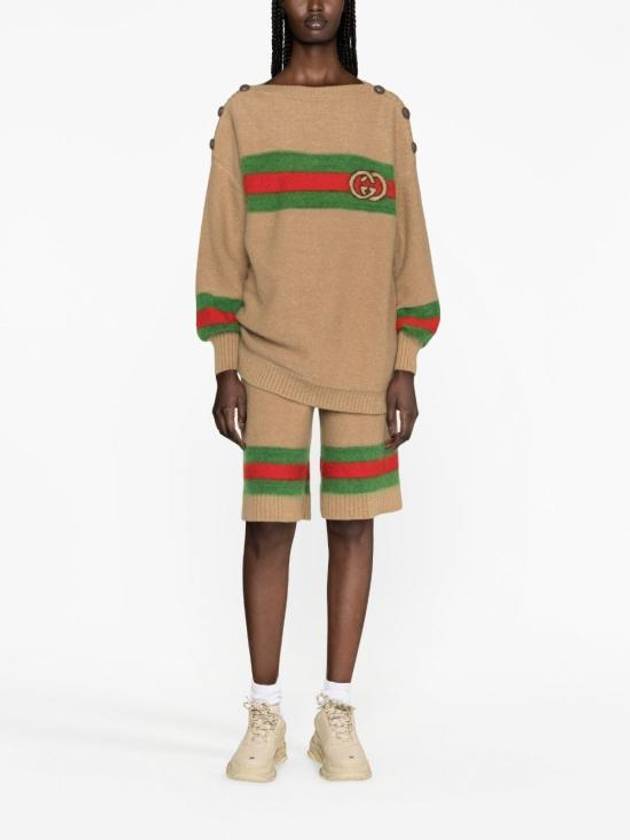 Luxury Gucci Trending 2025 Web Interlocking GG Knit Top Camel